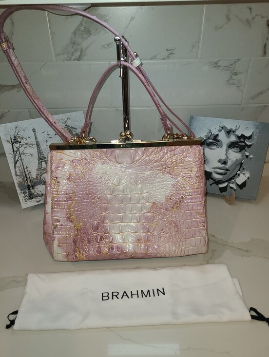 Brahmin Handbags - Brahmin Lilac Melbourne Juliette Kisslock Satchel Shoulder Bag RARE Pristine